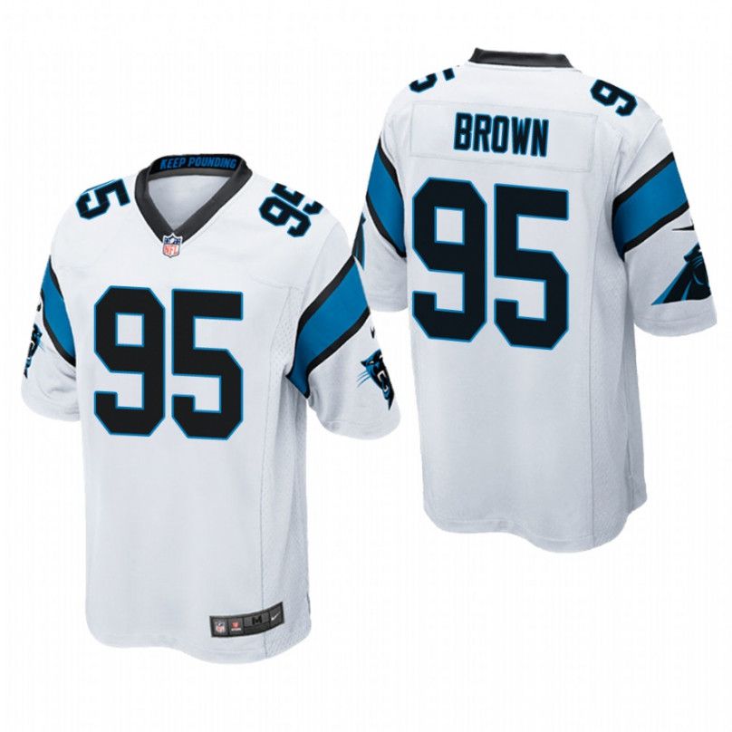 Cheap Men Carolina Panthers 95 Derrick Brown Nike White Game NFL Jersey